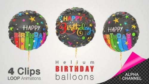 Videohive - Happy Birthday Celebration Helium Balloons - 26505289