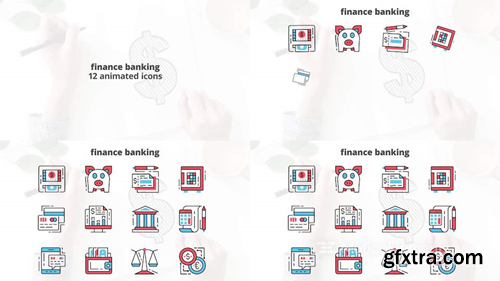 MotionElements Finance and banking flat animation icons 14680934