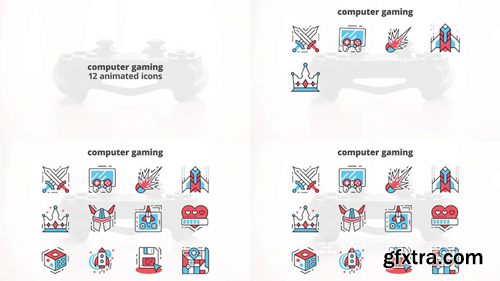 MotionElements Computer gaming flat animation icons 14680954