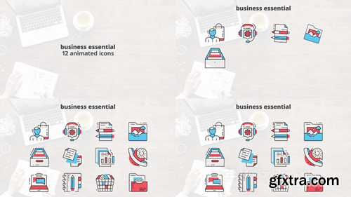 MotionElements Business essential flat animation icons 14680970