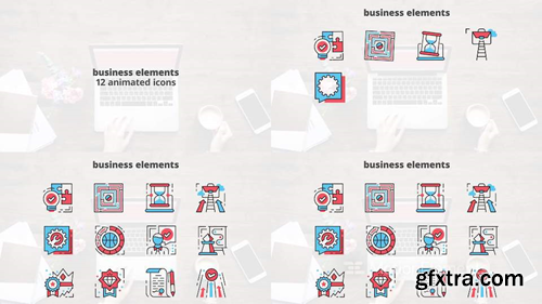 MotionElements Business elements flat animation icons 14680975