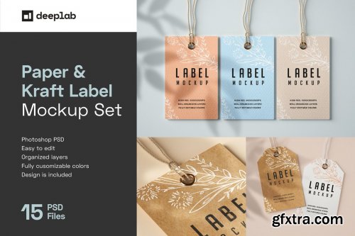 CreativeMarket - Paper & Kraft Label Mockup Set 4751578