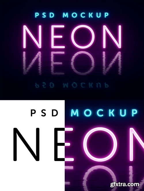 Neon Text Effect with Reflection 338916774