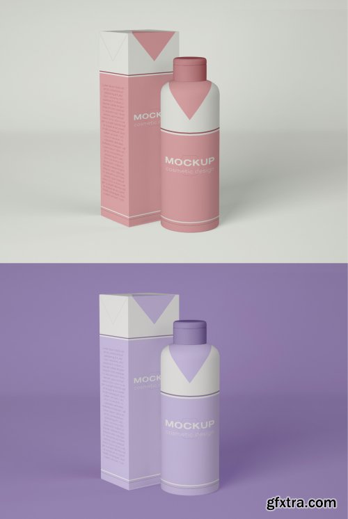 Cosmetic Bottle with Packaging Mockup 339300066