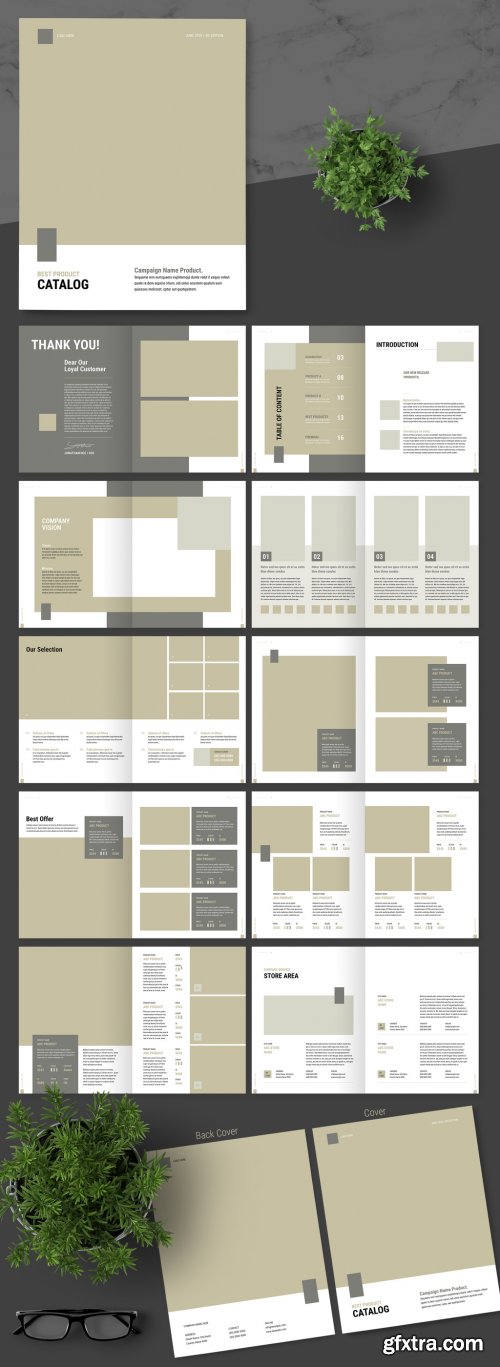 Product Catalog Layout with Brown Accent 339992199