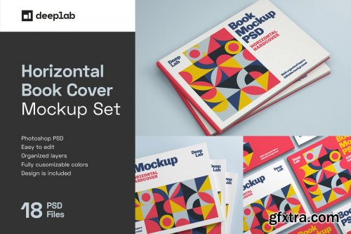 CreativeMarket - Horizontal Book Cover Mockup Set 4536062
