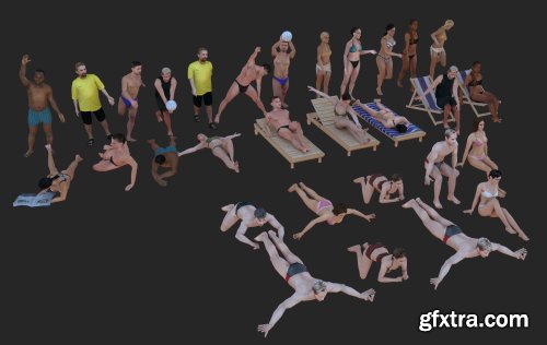 Low-poly beach people