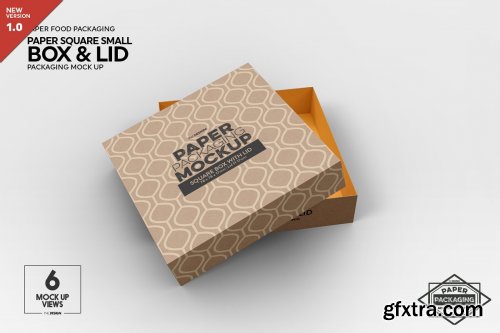 CreativeMarket - Small Square Paper Box&Lid Mockup 4824442