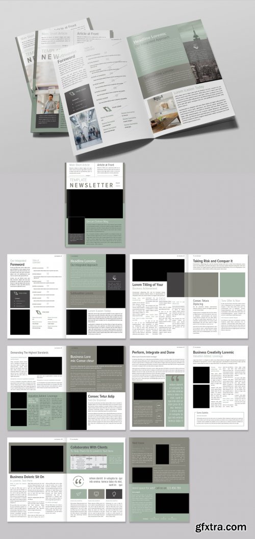 Corporate Newsletter with Green and Brown Accents 342128373