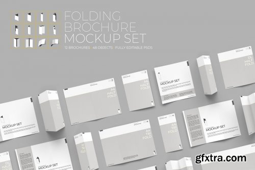 CreativeMarket - Folding Brochure Mockup Set 4409695