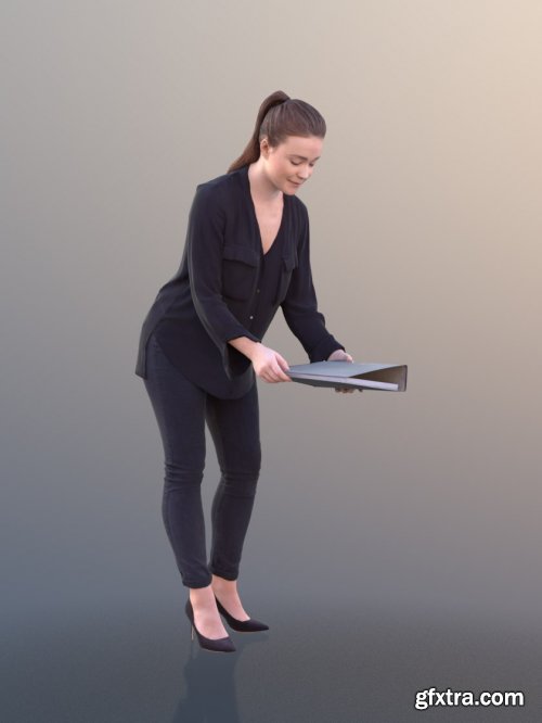 Working Business Girl Low-poly 3D model