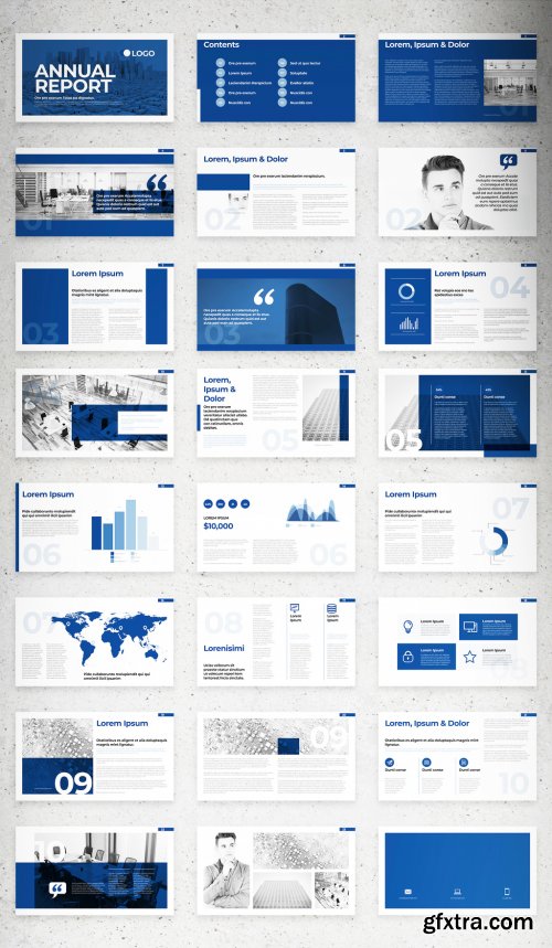 Blue and White Digital Annual Report Layout 344655257