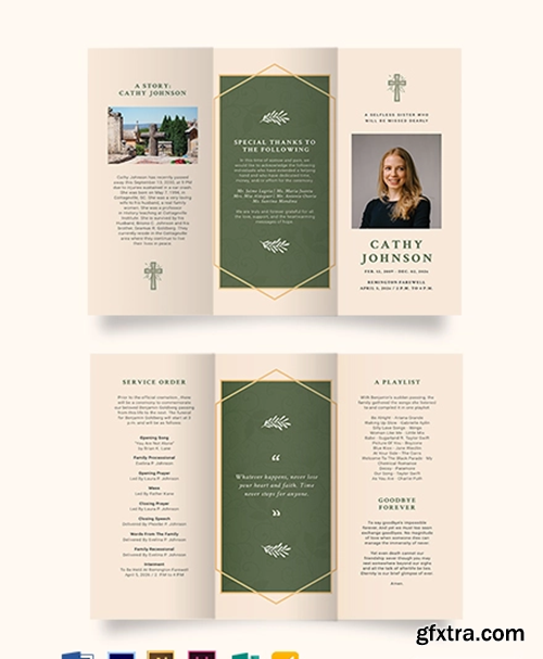 Catholic Eulogy Funeral Tri-Fold Brochure Template