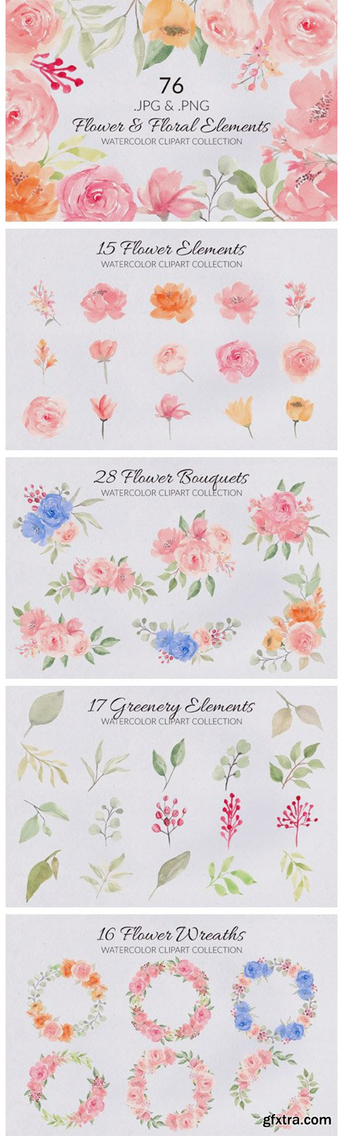 76 Flower and Floral Watercolor Clipart 4000586