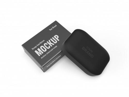 3d Packaging Design Mockup Of Soap Bar And Box Premium PSD