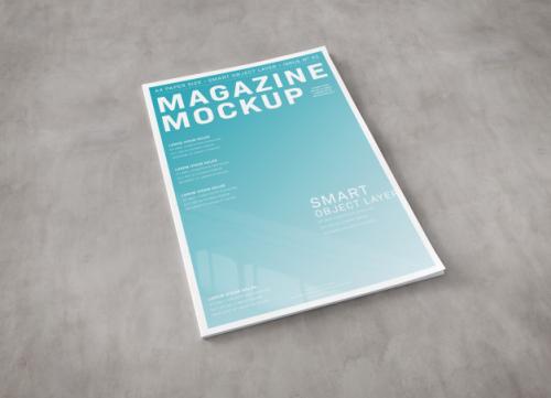 Magazine Cover On Concrete Surface Mockup Premium PSD