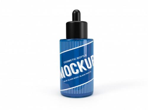 3d Packaging Design Mockup Of Blue Pipette Bottle Premium PSD