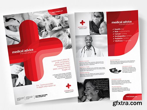 Medical Hospital Poster Layout with Large Red Cross 341481672