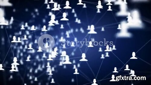 Videoblocks - connected avatars of men and women, social network for communication, business relations, social media, technology, global village, community connections | Video Loops Motion Background
