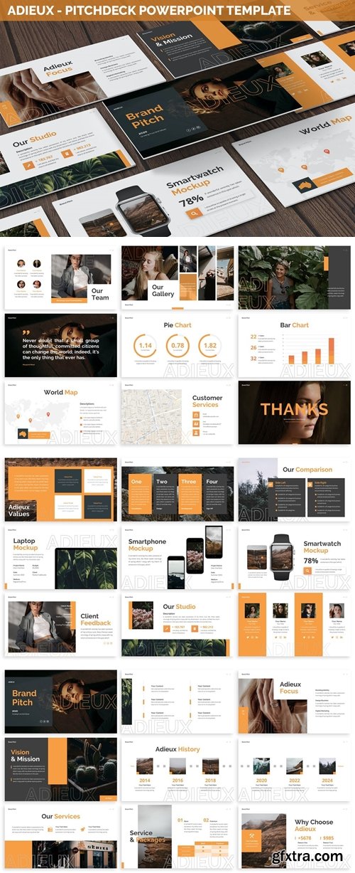 Adieux - Pitchdeck Powerpoint Template