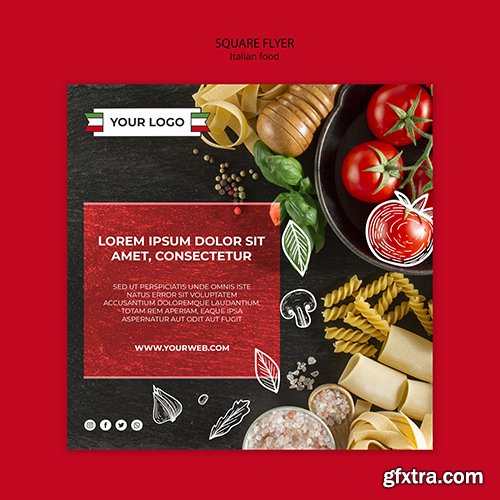 Italian food square flyer design
