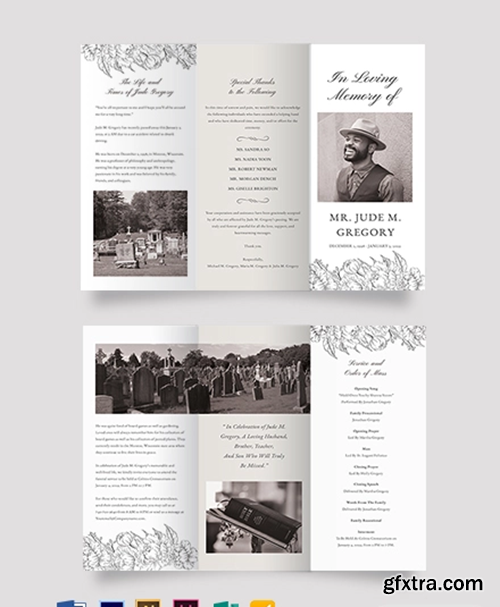 Ceremony Cremation Funeral Tri-Fold Brochure Template