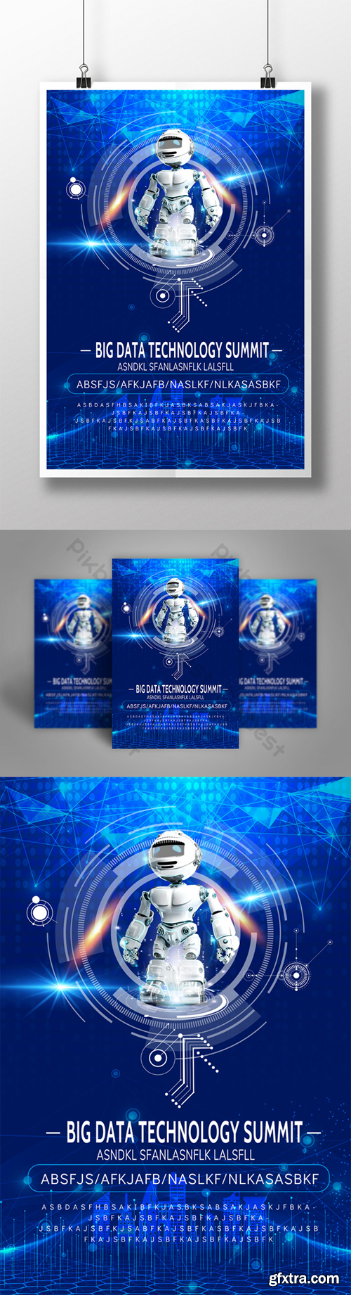 Blue Technology Futuristic Poster Template Template PSD
