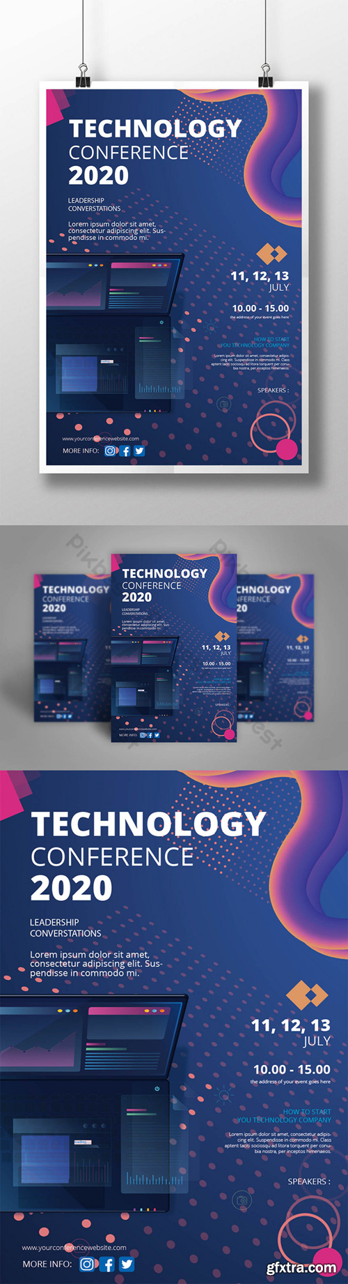 cool technology poster Template AI
