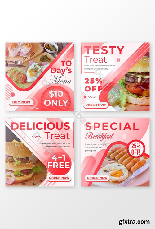 Testy Food Treat Social Media Marketing Post Bundle Design Template EPS