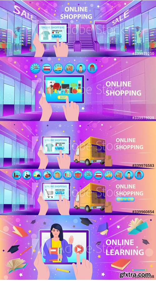 Online Shopping and Education Concept Illustration