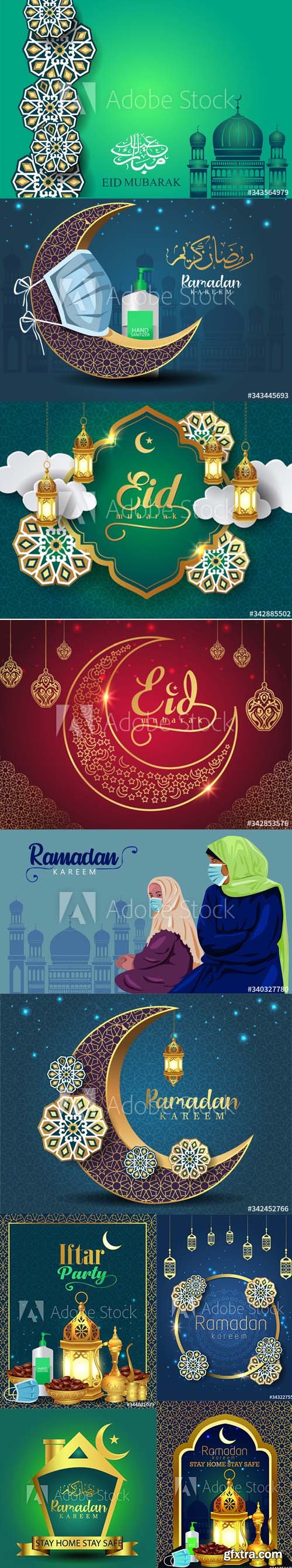 Ramadan Kareem vector illustration. Corona virus concept