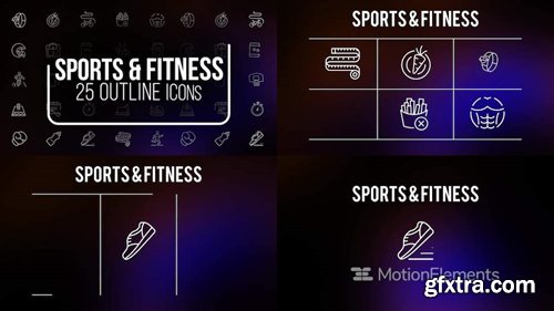MotionElements Sports and fitness 25 outline icons 14681145