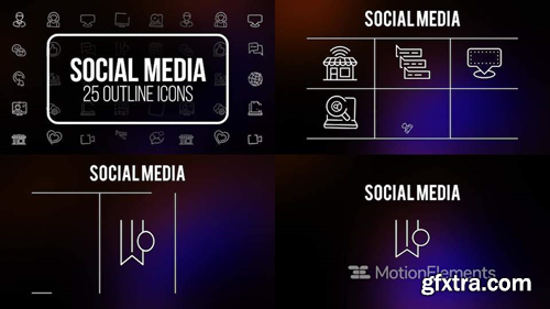 MotionElements Social media 25 outline icons 14681160