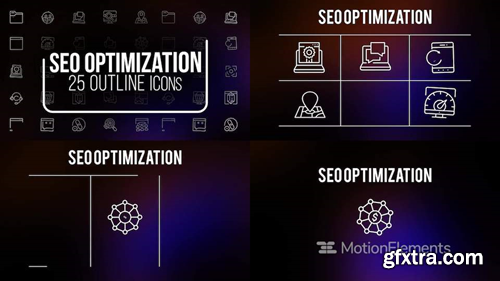 MotionElements Seo optimization 25 outline icons 14681175