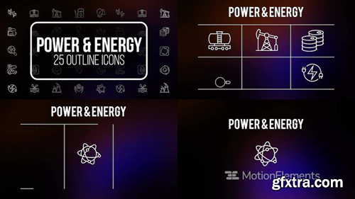 MotionElements Power and energy 2 - 25 outline icons 14681205