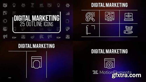 MotionElements Digital marketing 25 outline icons 14681291