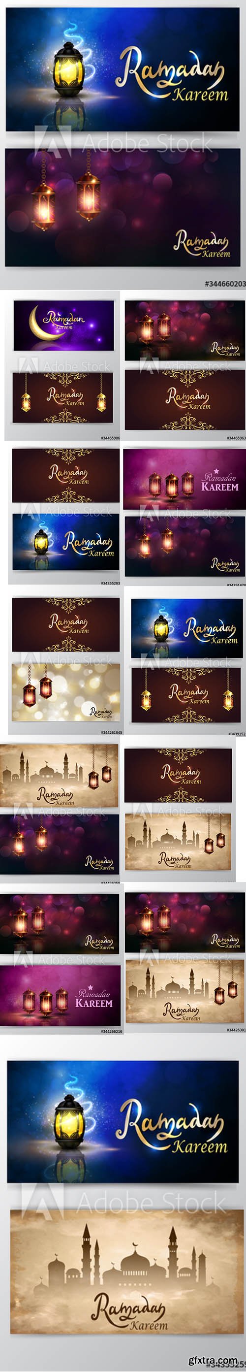 Ramadan Kareem greeting background set of cards