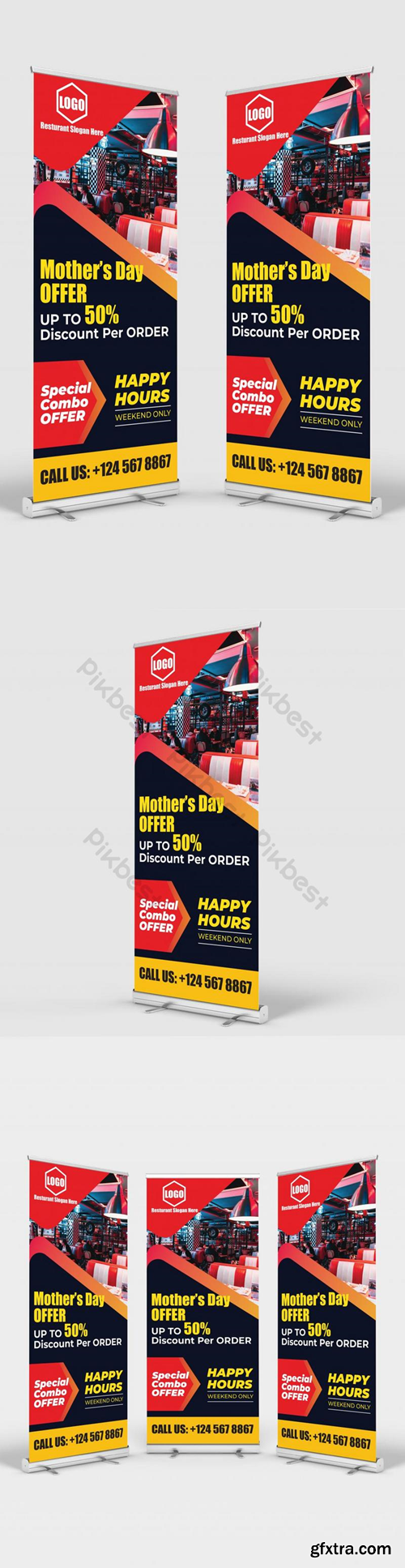 Mother\'s Day Special Restaurant Stand Banner for your business. Template AI