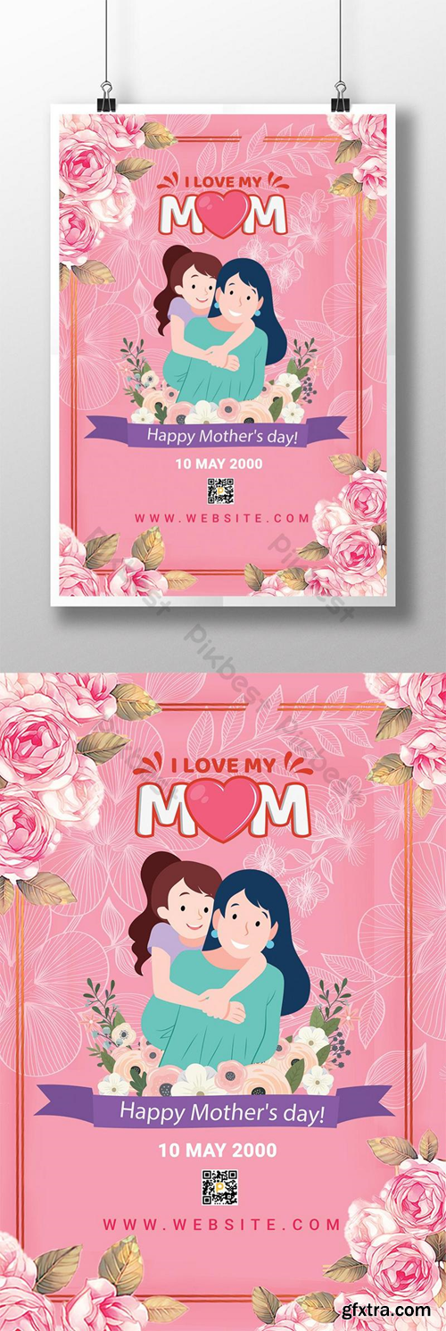 Mother\'s Day Flower Poster Board Design  Template PSD