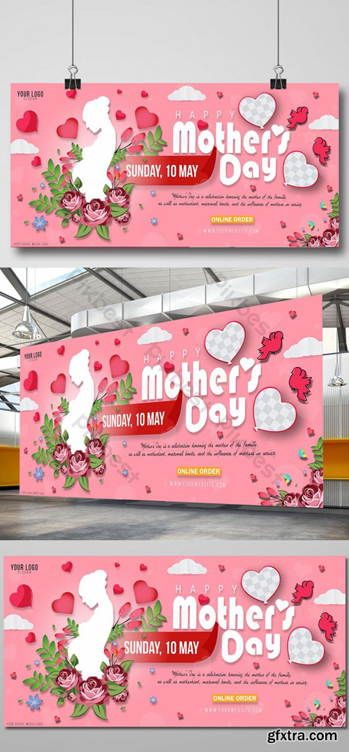 Happy Mother\'s day illustration poster, banner design Template AI