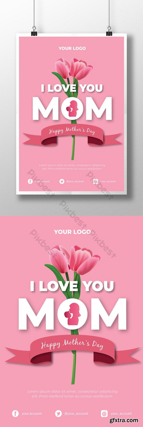 Beautiful Mother\'s Day Poster Design Template AI