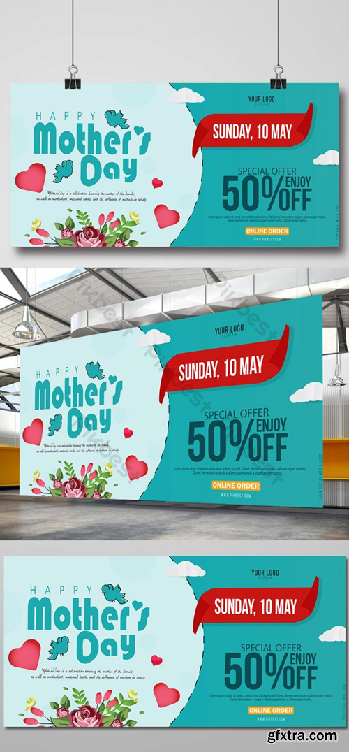 Mothers day offer sales signage poster design Template AI