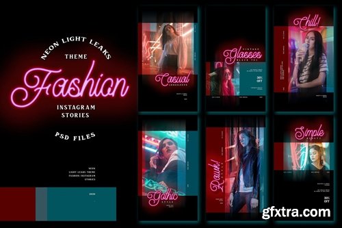 Neon Light Leaks Theme - Fashion Instagram Stories