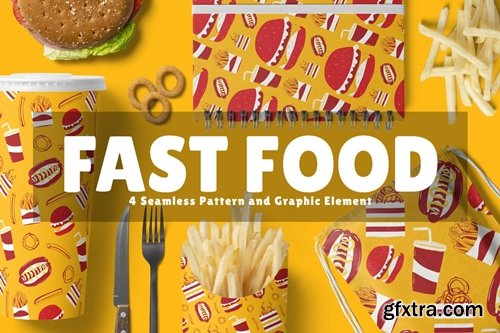 Fast Food Seamless Pattern and Graphic Element