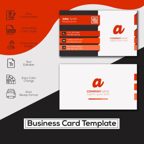 Corporate Deep Orange Business Card Premium PSD