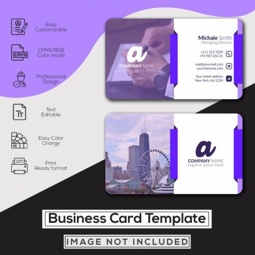 Corporate Deep Purple Business Card Premium PSD