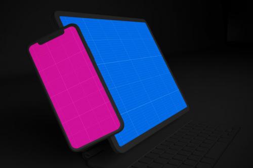 Dark Tablet And Mobile Mockup Premium PSD