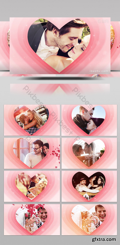 Beautiful romantic heart shaped petal wedding Brochure AE template Video Template AEP 1440020
