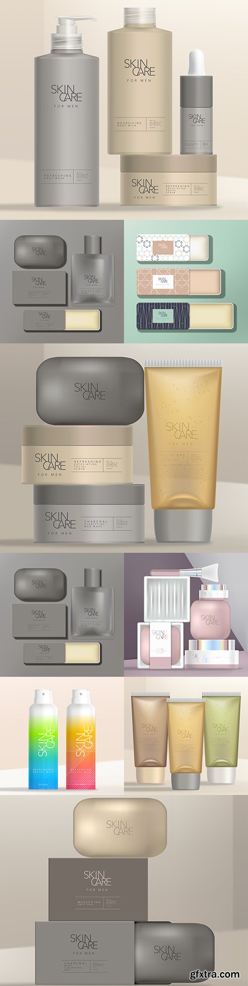 Skin care kit men\'s and women\'s toiletries design template