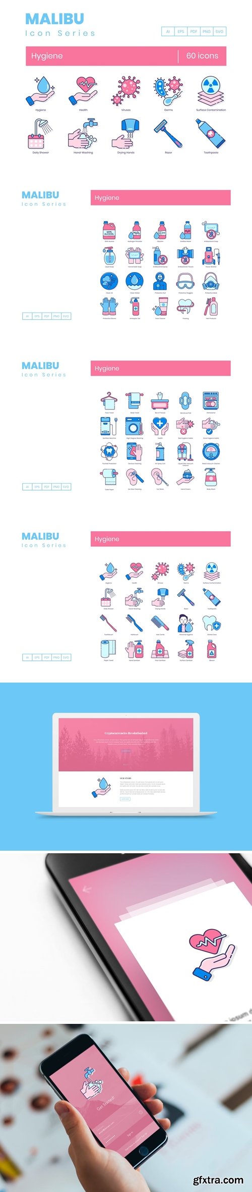 60 Hygiene Icons | Malibu Series